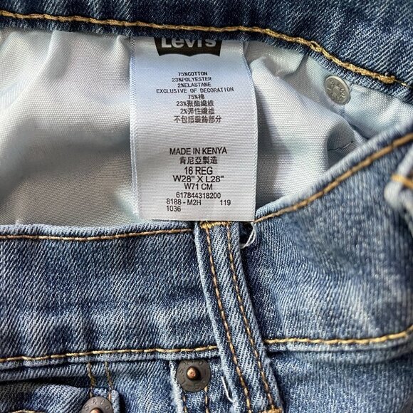 LEVIS 511 Jeans Boys 16 Reg 28x28 Performance Slim Fit Blue School Pants Casual - Picture 3 of 10